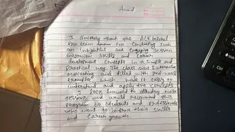Handwritten note from Anand