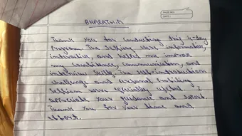 Handwritten note from Bharath M.