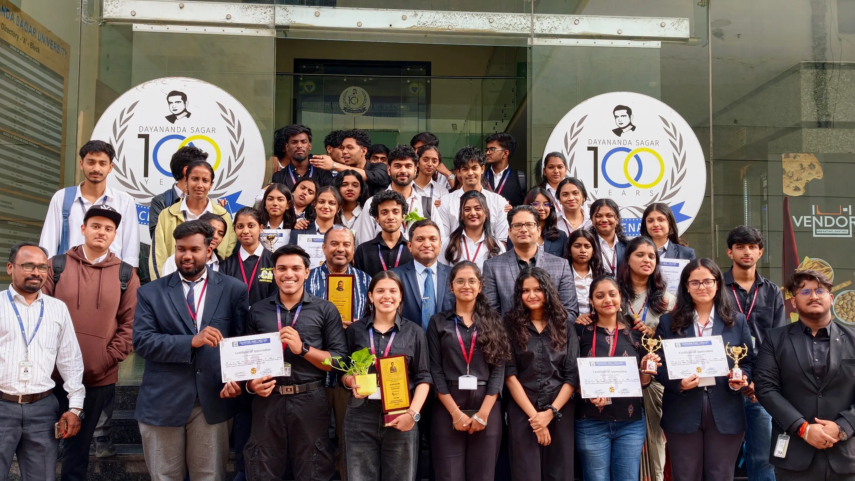 A complete university programme cohort with faculty and facilitators